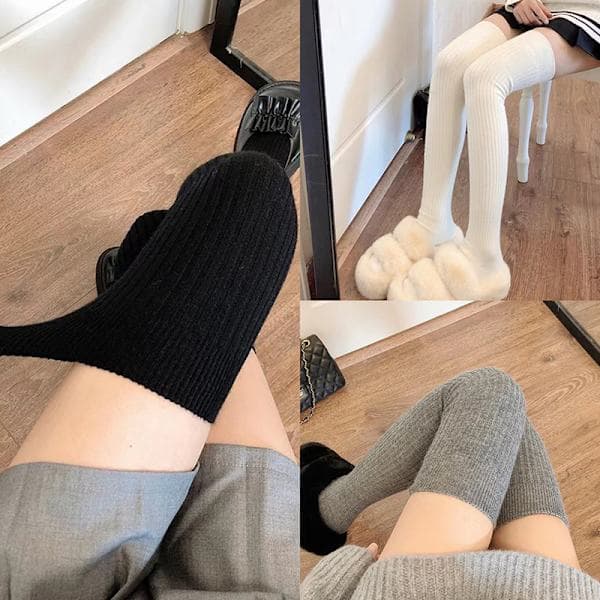 1 par Nya Dam Vinter Varma Tjocka Termiska Höga Strumpor Casu Vit ONESIZE White