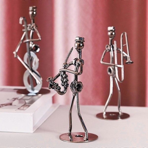 Miniatyr Musiker Figurin Metallinstrument Modell Ornament Tillbehör Trumpet