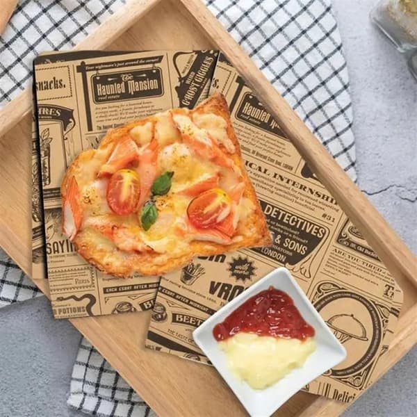 200 stycken engelsk tidning, bakplåtspapper, snackspapper, oljeabsorberande papper, pommes frites-omslagspapper, smörgåspapper, gult