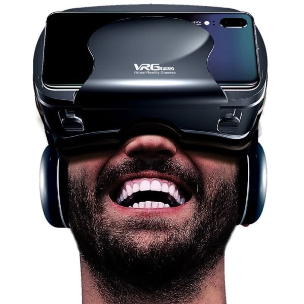 3D VR-briller Virtual Reality fullskjerm visuell vidvinkel VR-brilleboks for briller med Bluetooth-fjernkontroll (Black Pro)