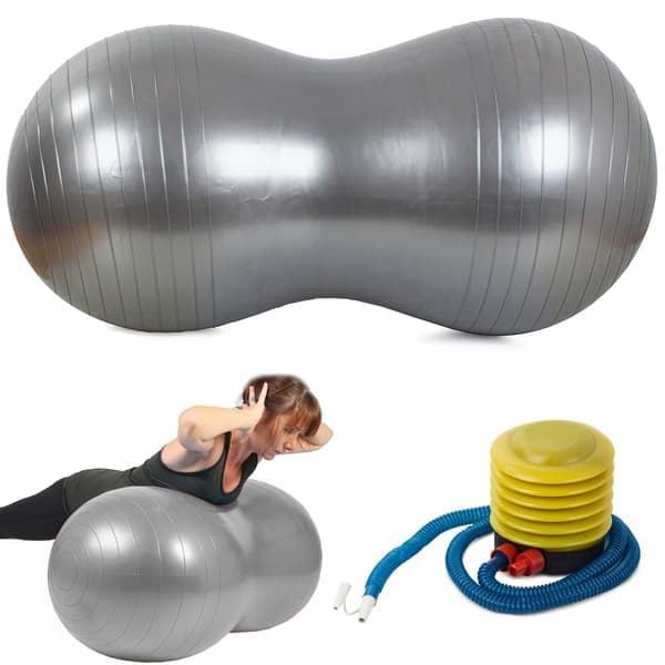 Træningsbold / Pilatesbold med pumpe - Peanut Sølv