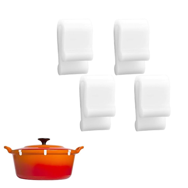 Skyddsklipp för Holländsk Ugnslock för Le Creuset, Staub & Tramontina Gjutjärnsgrytor - Förhindrar Flisning & Repor white 4pcs