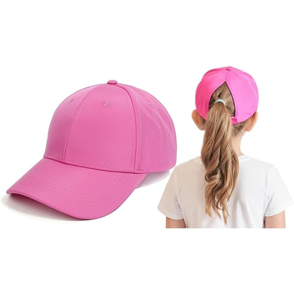 Barn Ponnytail Baseballkeps 3-8 År Flickor Pojkar Golf Visor Trucker Hat Anti UV Tenniskeps Barn Sommar Solskydd Hat Pink