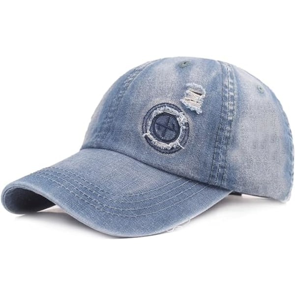 Vintage Baseball Cap Unisex Denim Udendørs Sports Solhat Jeans Hat Baseball Cap, Blå, One Size