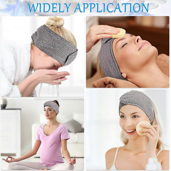 30-pack Spa Pannband Spa Ansiktsbehandling Pannband Spa Pannband Bulk för Tvätt Ansikte Smink Pannband för Dusch Bad Sport Wrap black