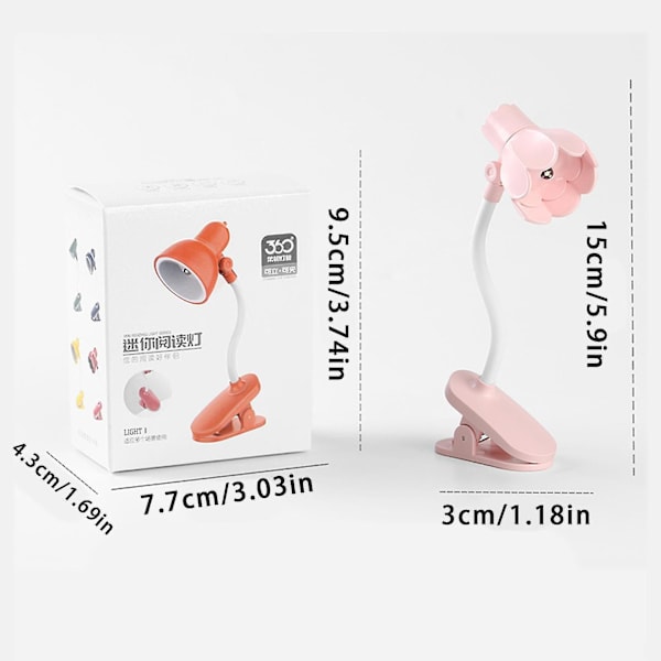 Skrivebordslampe, 360 graders rotasjon, klips-på-lampe, bærbar leselampe, klemme på skrivebord/bord/køyeseng/skap, hjemmebelysning White C
