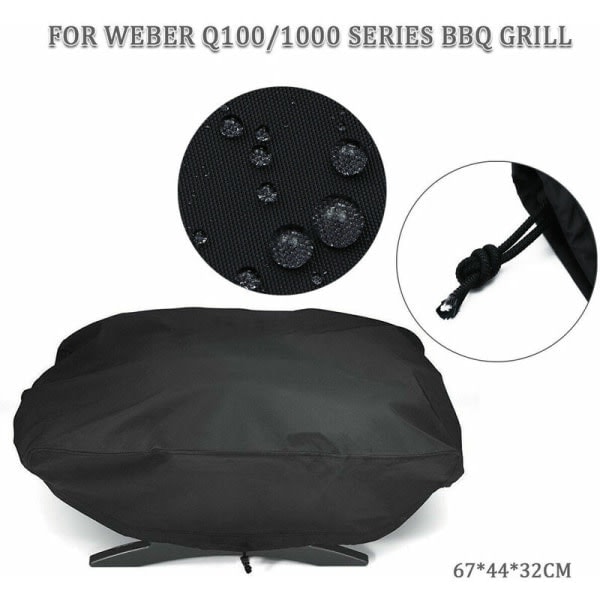 210D-suojus Weber Q1200- ja 1000-kaasugrilleille, sopii malleihin Q1200, Q1400, Q1000, Q100, Q120, Baby Q, UV-suoja