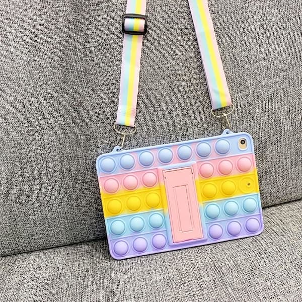 Push Pop Fidget Legetøj Etui til iPad 2/3/4 9.7'' tommer Silikone Stødsikkert Tablet Cover med Foldbart Stativ og Snøre (iPad 2/3/4 9.7'') iPad 2/3/4 9.7"