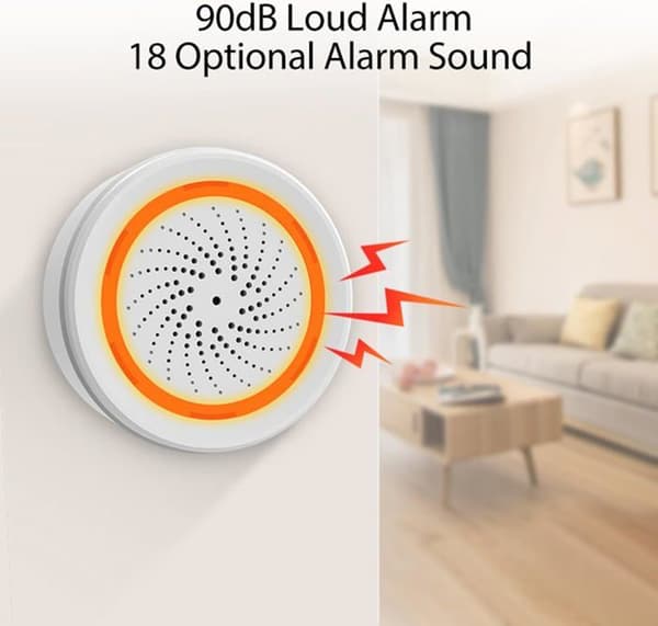 Zigbee Smart Alarm Trådlöst larm för hemsäkerhet och hemautomation, appstyrning, alarmsiren