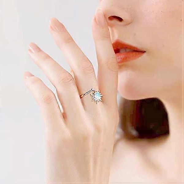 2 stk. Angst Ring til Kvinder Sterling Sølv Stemningsringe Butterfly Blomst Fidget Spinner Ring