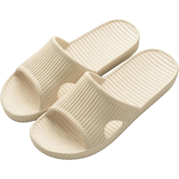 Bruse slippers, hjemmesko til kvinder til badeværelse eller indendørs brug, skridsikre Beige 6 to 7 UK