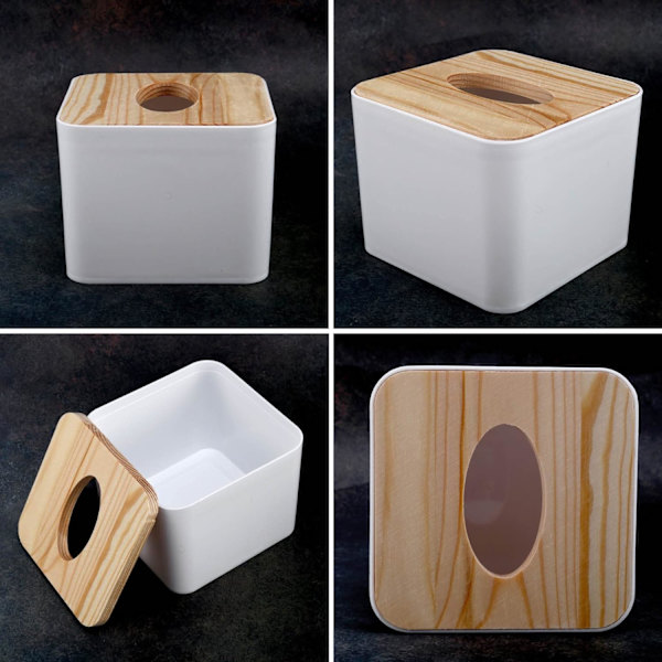 Firkant Tissue Box Tissue Box med Trælåg Husholdning Aftagelig Mini Træ Tissue Box