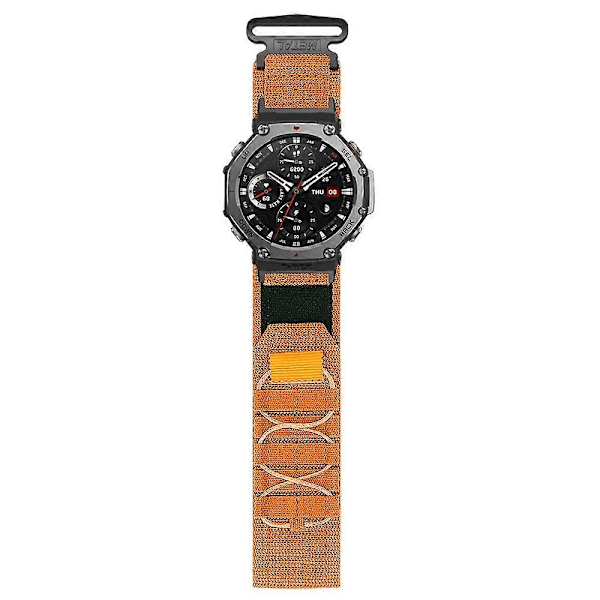 Huami Amazfit T-Rex 3:lle Nylon-kellohihna, pikakiinnitys, rannehihna liittimellä - Oranssinen Multicolor Orange