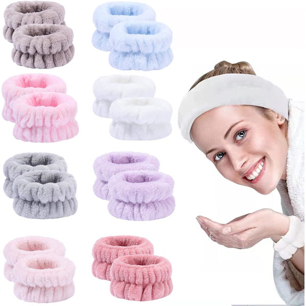 Ansigtsvask Håndledsbånd Håndled Spa Vaskbånd Mikrofiber Håndled Vask Håndklæde Bånd til Vask af Ansigt Elastiske Absorberende Håndledsbånd