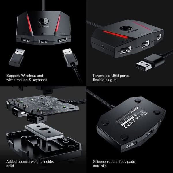 Vx2 Aimbox musadapter-omformer for tastatur, kablet omformer med 3,5 mm lydgrensesnitt, kompatibel med Switch