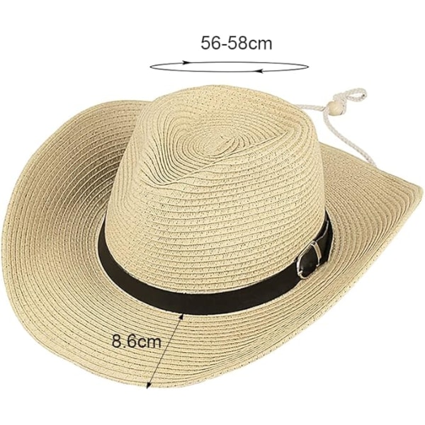 Unisex Solhatt av Halm Panamahatt Fedora Trilbyhatt Safari Strandhatt Sol UV-beskyttelsehatt med Justerbar Hakestropp for Menn Kvinner