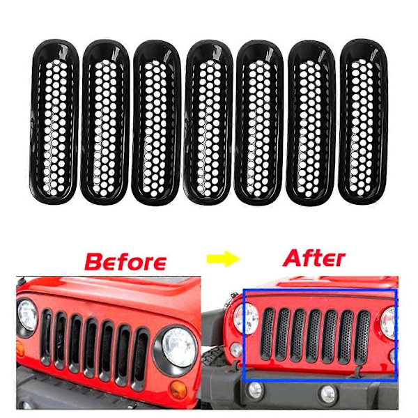 For 2007-2017 Jeep Wrangler JK Mat Sort Front Insert Mesh Grille Trim