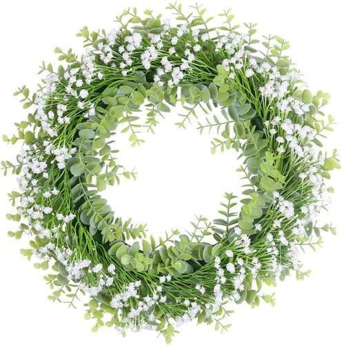 Gypsophila krans hvit kunstig kransdekorasjon 40 cm dørkrans blomster vår