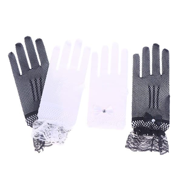 Korte blondehandsker til kvinder, transparente fiskenethandsker til bal og fest beige 2 Beige 2
