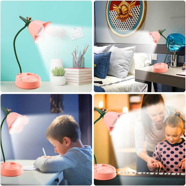 Bordlampe til børn, dæmpbar LED bordlampe med 3 farvetemperaturer med berøringssensor