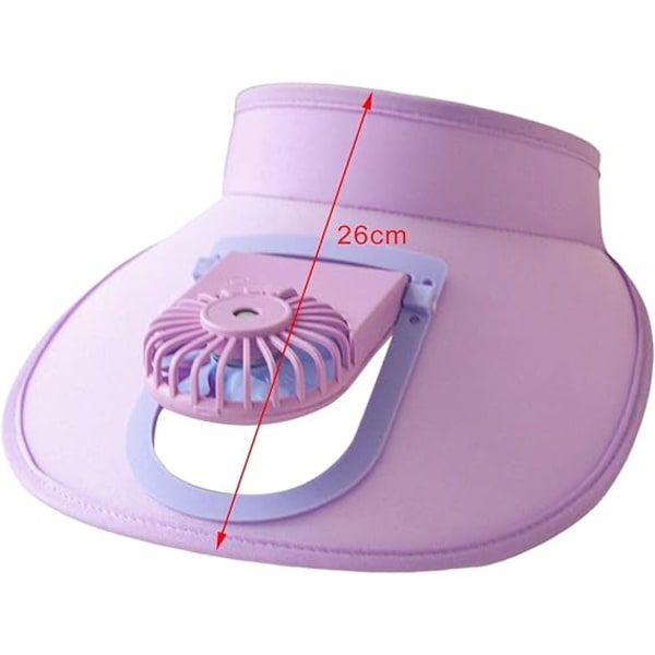 Solskjermhatt med vifte Visor Fan Hat for voksen barn med 3 gir vindhastighet og stort område solbeskyttelse violet