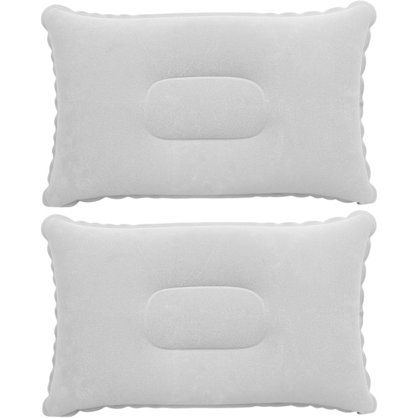 Oppblåsbar pute x2 – Perfekt for reise/camping/utendørs/fiske – Oppblåsbar pute – Tvillingpakke – Ultralett vanntett pute Grey