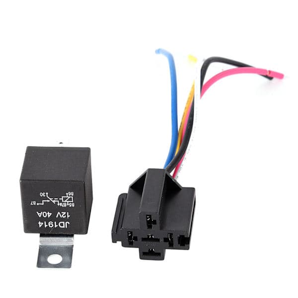 Vandtæt bilrelæ 12V 5Pin 40A bilrelæ 12V 5Pin Wit Sort 1 stk
