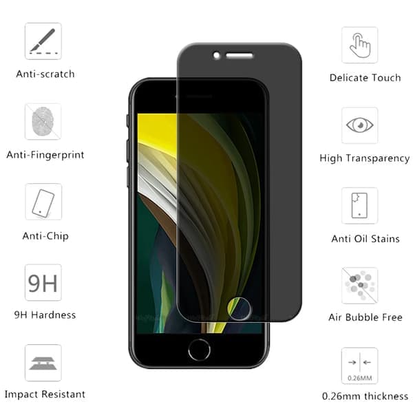 skärmskydd i härdat glas, kompatibelt med iPhone SE 2022 / iPhone SE 2020 7 8, 9H, anti-spion 1 Front Glass For iPhone SE 2022