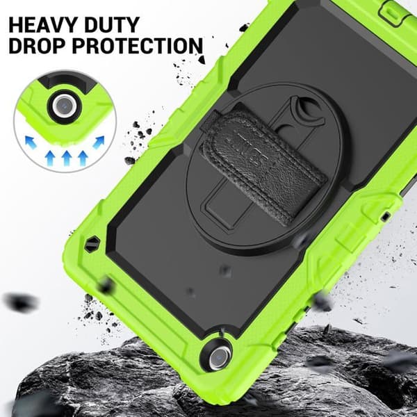 Etui for Samsung Galaxy Tab A9 Plus 11-tommers 2023 med skjermbeskytter, S Pen-holder, robust etui med håndleddsstropp