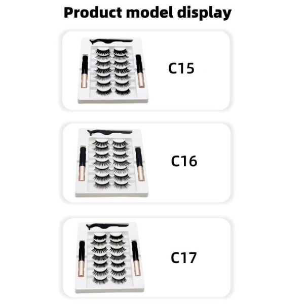 Magnetiska Ögonfransar Eyeliner Kit 7 Par Lösögonfransar Flytande Eyeliner C16