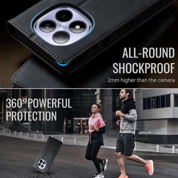 Etui til Xiaomi Redmi Note 15 Pro 5G, [Ikke til 4G] Premium PU-lædercover [RFID-blokering][Kortholder][Stativfunktion][An[J1602]