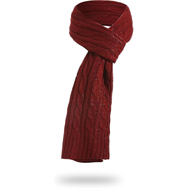 Hatt, Halsduk och Vantar Set för Kvinnor & Män 3 i 1 Vintermössa Halsvärmare Touchscreen Vantar Stickad Set,hw Wine Red