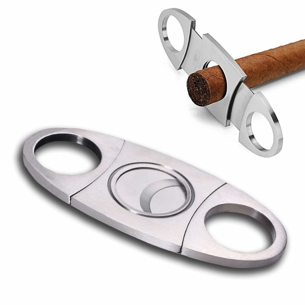 Cigarskærer med dobbelt guillotine rustfrit stål Sølv