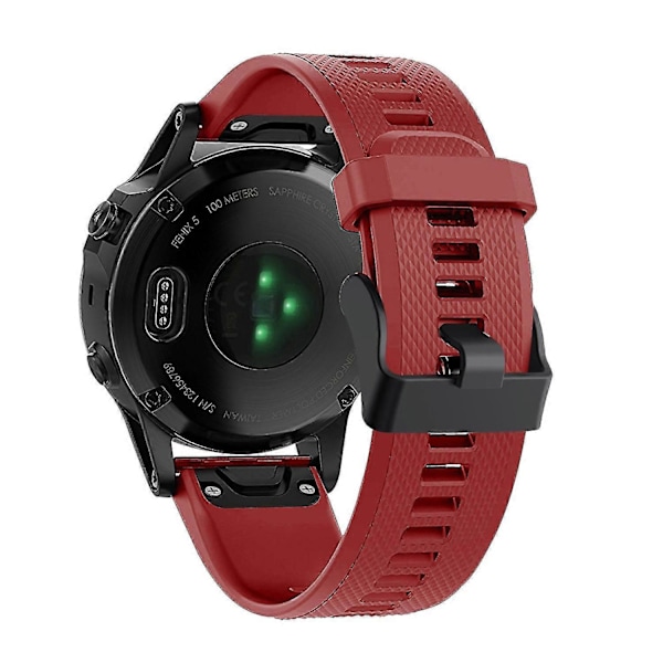 Til Garmin Fenix 5 Silikone Sportsurrem Justerbar Håndledsrem med Sort Spænde Red Garmin Fenix 5