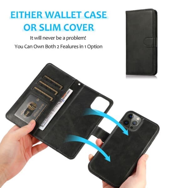 Kompatibel med iPhone 15 Magnetisk Plånboksfodral 2-i-1 Skyddsfodral (Svart)