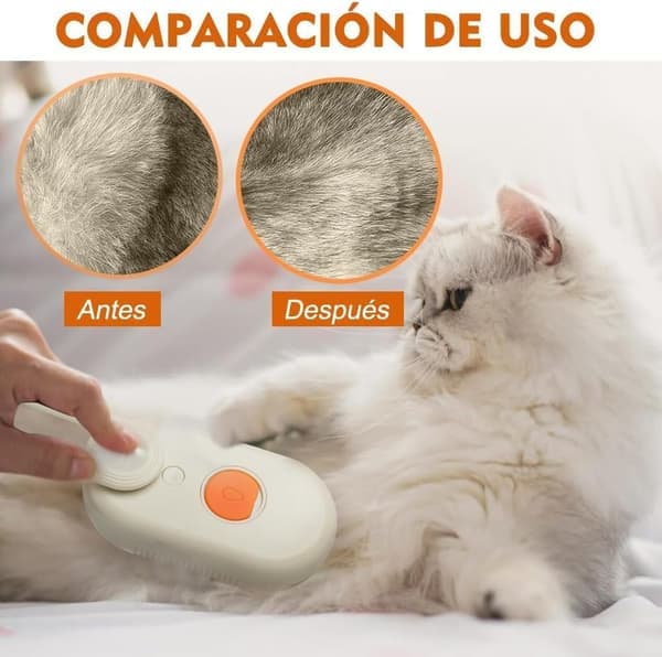2PCS Ångborste för katter, 3-i-1 Ångborste för katter, Tar bort trassligt och löst hår (Lila+Brun)