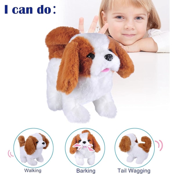 Plys Husky Hunde Toy Puppy Elektronisk interaktiv kæledyrshund - Gå, gøen, logrende hale, strækkende selskabsdyr til børn (hvalp)