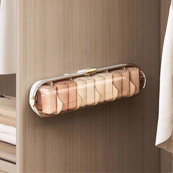 Vægmonteret Organizer til Undertøj og Sokker - Støvtæt Opbevaringsboks til Soveværelsesgarderobe, Effektivt Pladsbesparende Design