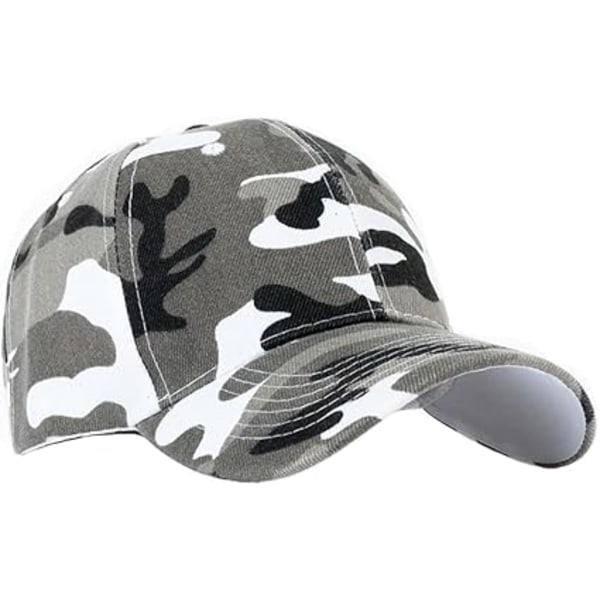 Män Kvinnor Kamouflage Baseballkeps, Unisex Camo Solhatt Justerbar Utomhushatt för Sport Camping Fiske Resor White