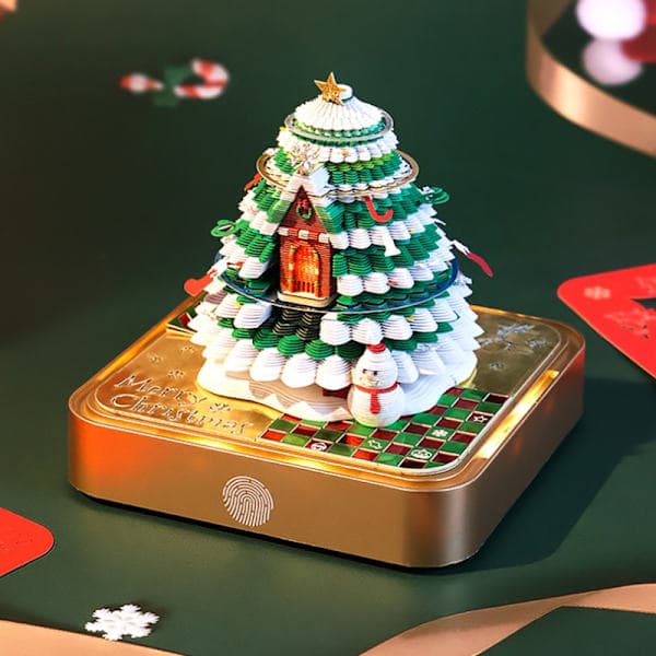 2026 Skrivebordskalender med LED-lys Juletreskulptur 3D T A2 A2