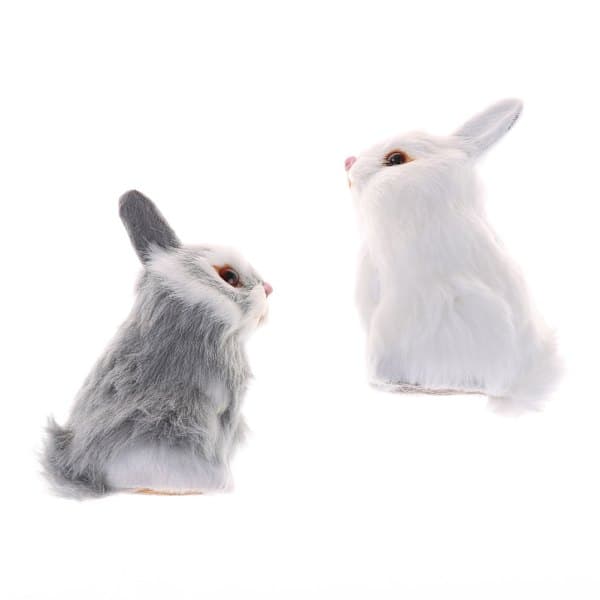 2 stk. Imitationshår Hvidt Furry Nap Legetøj Simulation Dyremodel Grå 2 stk Gray 2 pcs