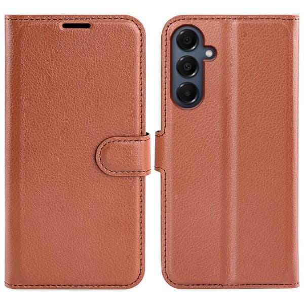 Samsung Galaxy A17 5G Litchi tekstur etui & flip stand [JUN] Brun Brun