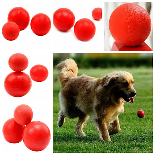 Uforgængelig Solid Gummi Bold Kæledyr Kat Hund Træning Tygelegetøj Rød S4.5cm S4.5cm