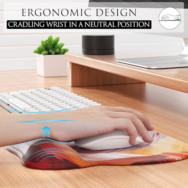 Ergonomisk musemåtte med håndledsstøtte i memoryskum, komfortabel computermusemåtte til bærbar computer, smertelindrende håndledsstøtte Canyon Antelope Canyon Antelope
