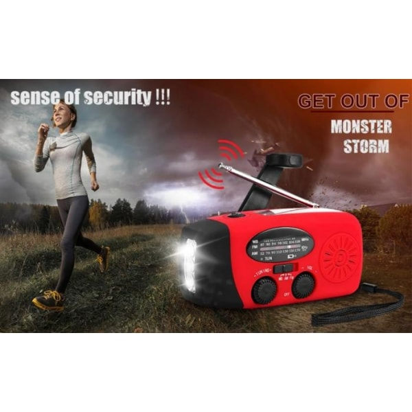 1:a vevradio + 1:a gratis nödfilt Powerbank 2000mAh, solceller, svart