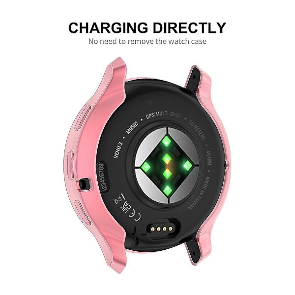 Elektropläterad Fulltäckande TPU-ram Klockfodral för Garmin Venu 3, med Skärmskydd Black