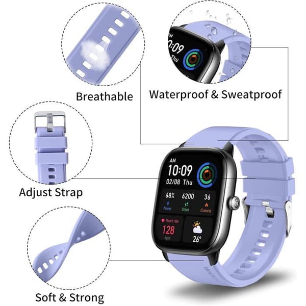 Sæt med 5 silikone 20mm armbånd kompatible med Amazfit GTS 4/3/2, GTS 4 Mini, Bip 3/U/S, assorterede farver