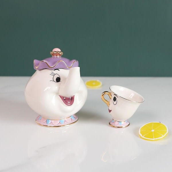 New Beauty and the Beast Mrs. Potts Chip Teapot Set Teapots Krus Dejlig julegave