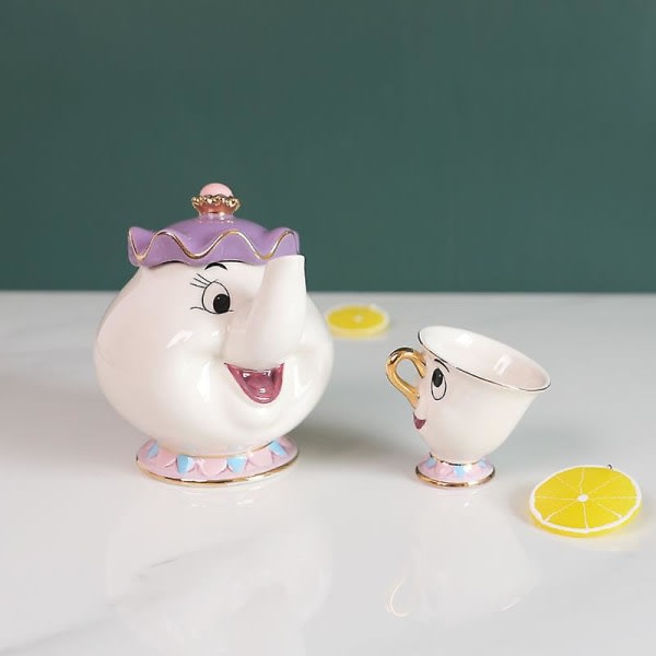 Nya Skönheten och Odjuret Mrs. Potts Chip Tekanna Set Tekannor Mugg Härlig julklapp