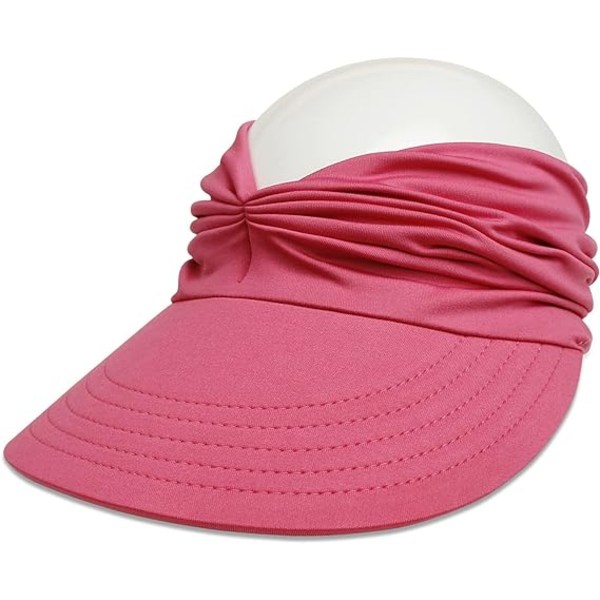 Dame Sol Visir Hat Bred Skygge UPF 50+ UV Beskyttelse Sommer Topless Strand Hat Foldbar Hurtigtørrende Solbeskyttelse Strand Sport Cap Rose Red